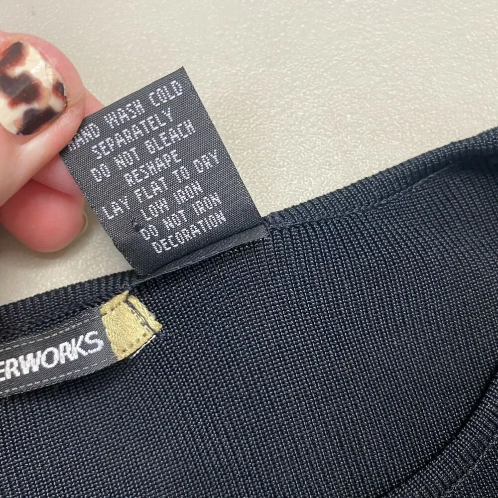 Halloween Sweater Womens Large Sweaterworks Sequin Haunted House Black Knit Top - Picture 7 of 10